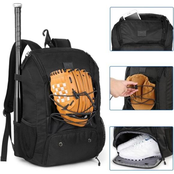 Baseball Backpack, Softball Bat Bag with Shoes Compartment for Youth, Boys - Picture 2 of 7